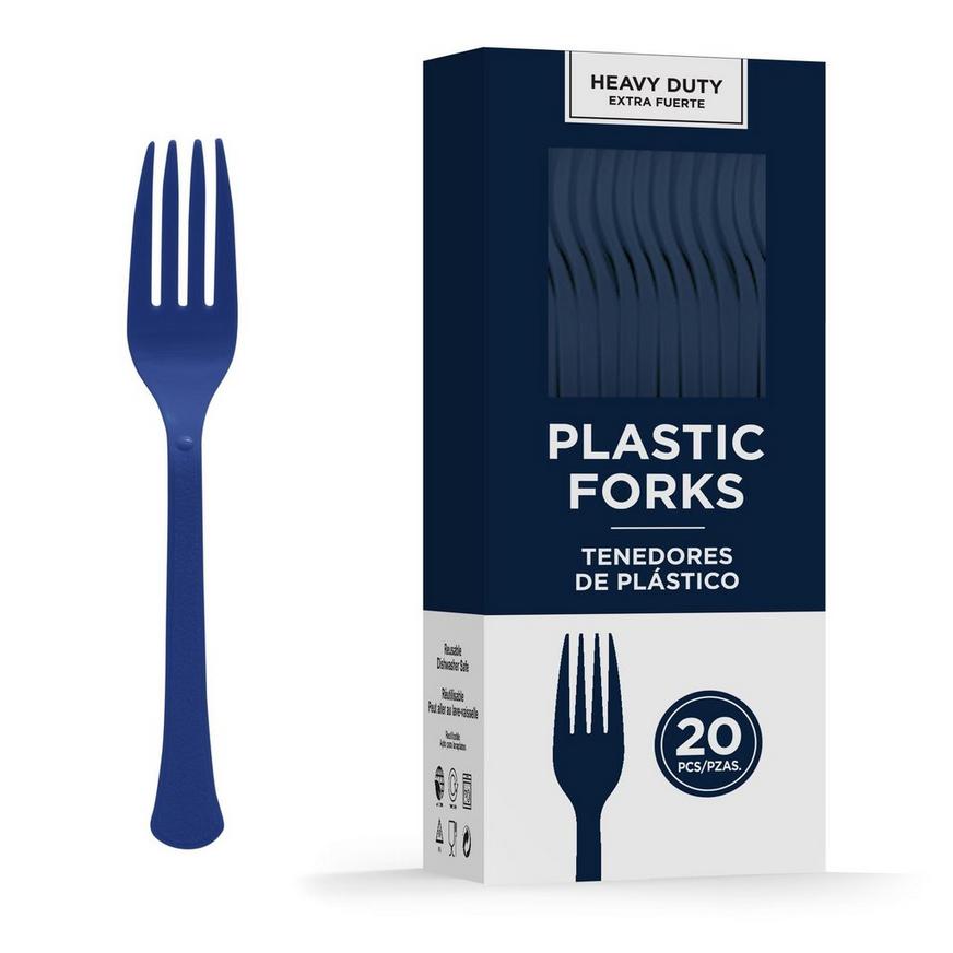 True Navy Blue Heavy-Duty Plastic Forks, 20ct
